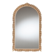 Baxton Studio Caitlin Antique Gold Finished Wood Arch Accent Wall Mirror with Carved Leaf Border